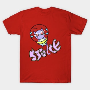 space cat angry purple kitten T-Shirt